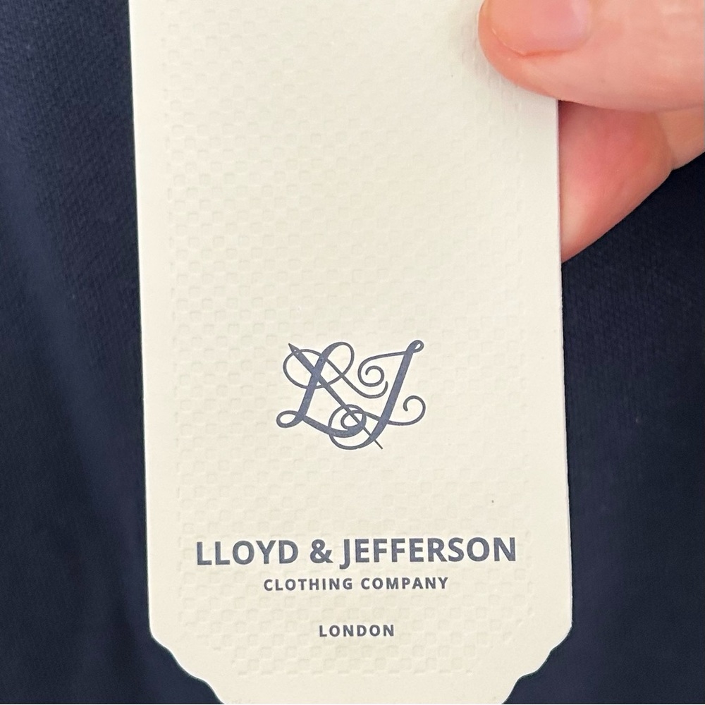 Lloyd and Jefferson Men’s Navy Polo with Teal Accents - Picture 6 of 10